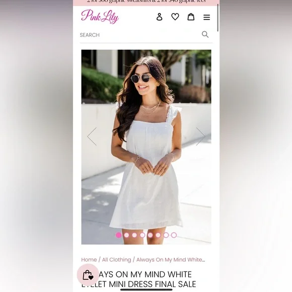 pink lily eyelet dress Pink Lily White Eyelet Mini Dress